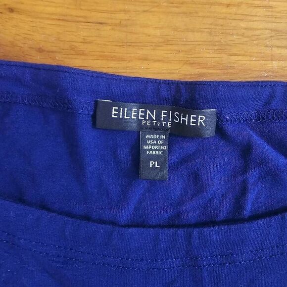 EILEEN FISHER Top Petite Size L Stretch Viscose Jersey Tunic Round Neck Long Sle - Picture 4 of 7
